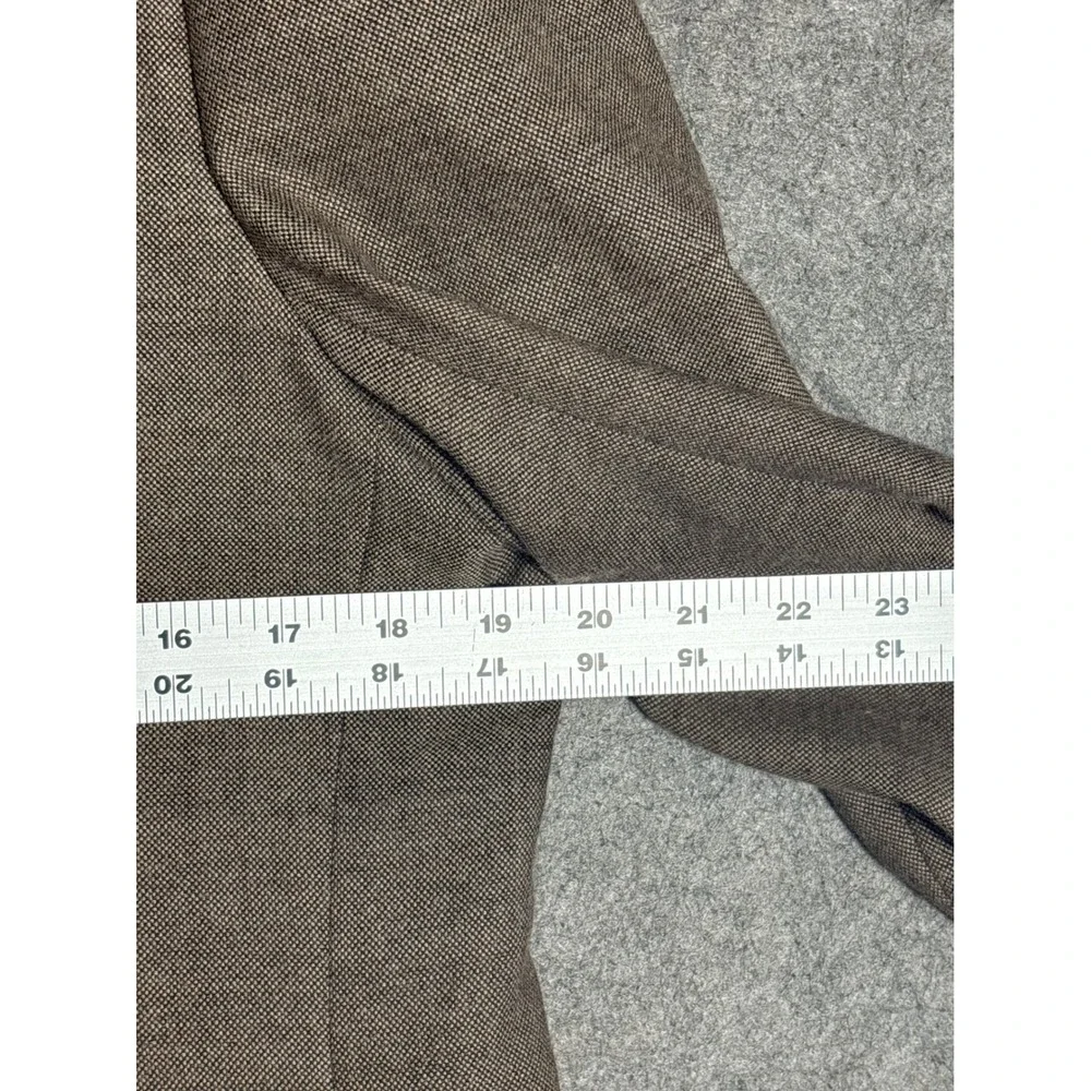 Stafford Essentials Mens 40R Slim Fit Brown Wool Blend Blazer Quilted Bib Jacket